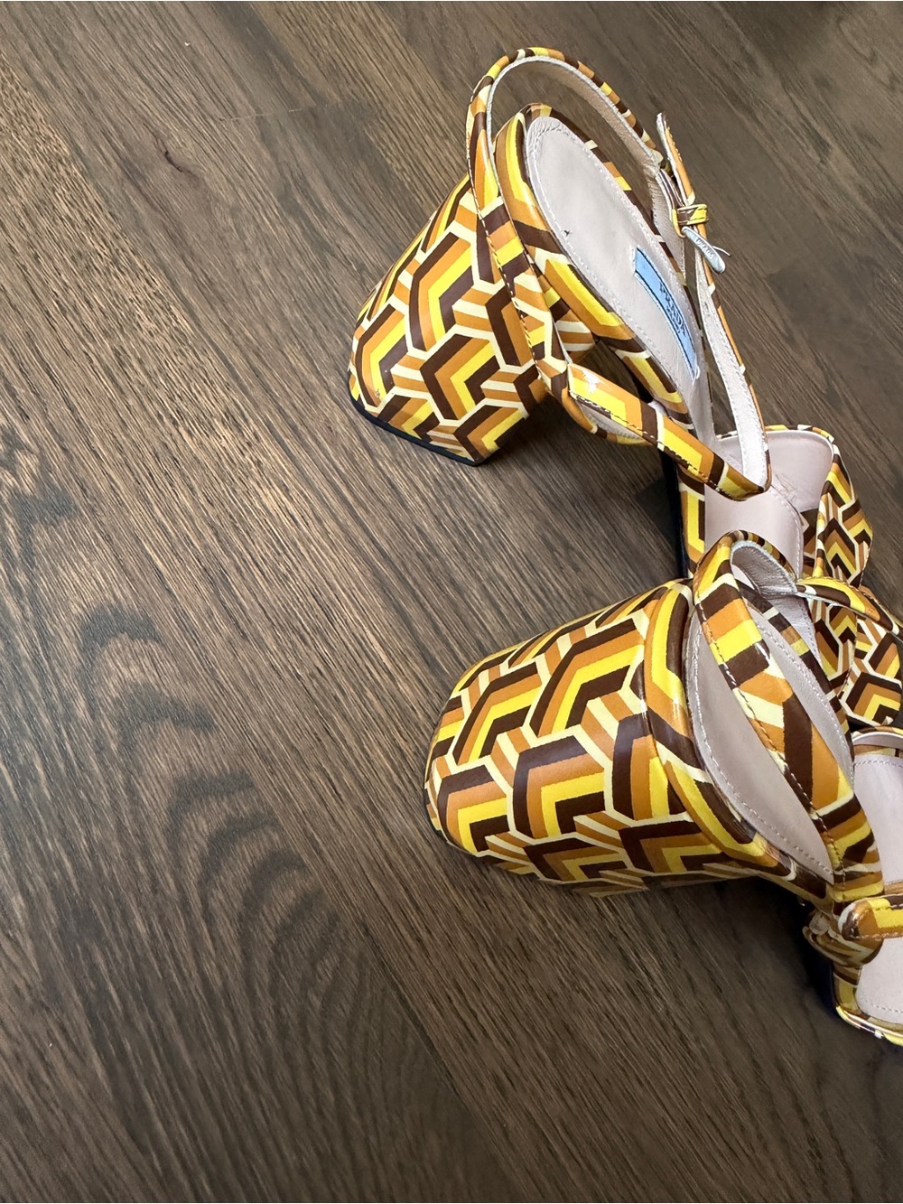 Prada Optical Print Patent Leather Sandals - Picture 8 of 9